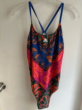 Adidas x Johnny Was One Piece Swimsuit US 18 Boho Floral Strappy Back